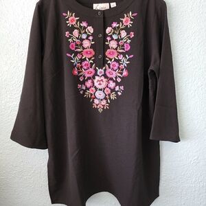 Linea by Louis dell'olio embroidery tunic style blouse bohemian